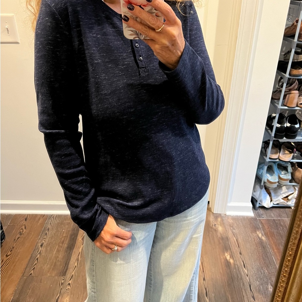 G.H. Bass & Co. Dark Blue Long Sleeve Henley Top
